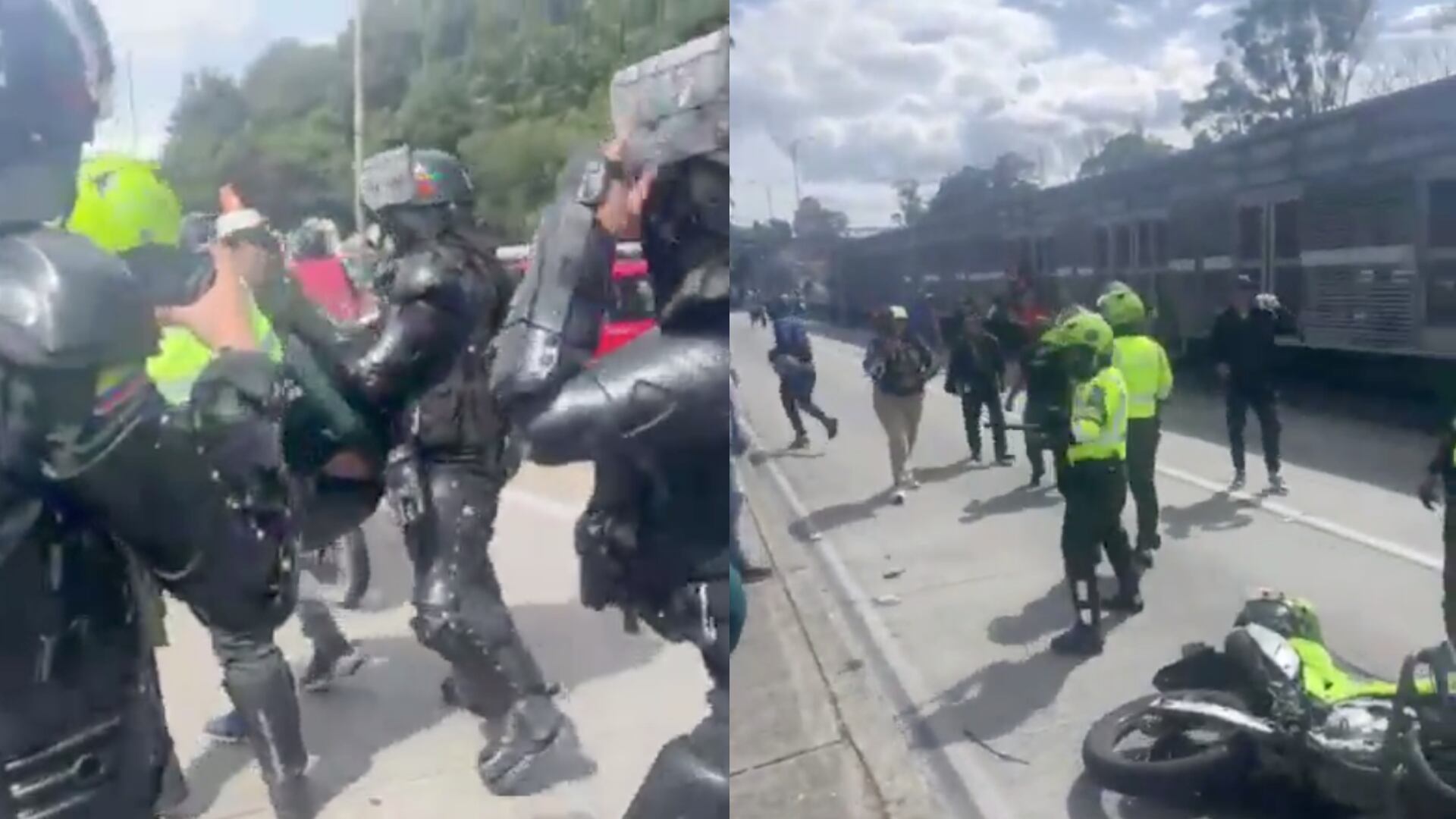 Enfrentamientos entre moteros y Policía de Bogotá.