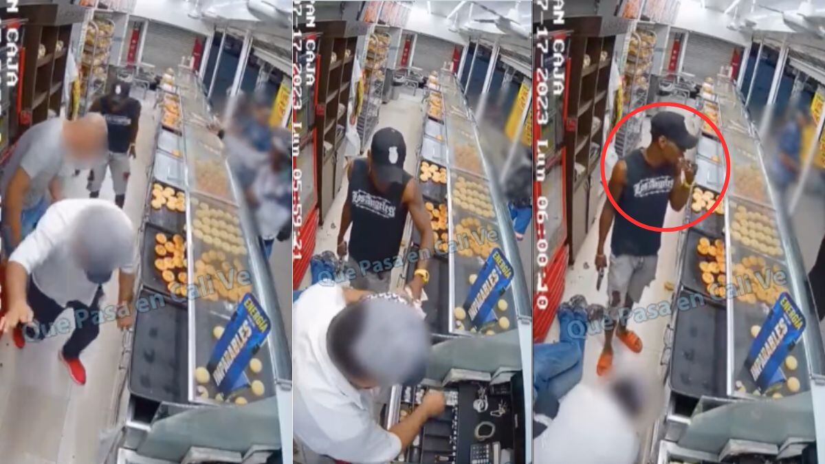 Un ladrón entró a robar a una panadería y se comió un pandebono mientras le entregaban el dinero en el oriente de Cali.