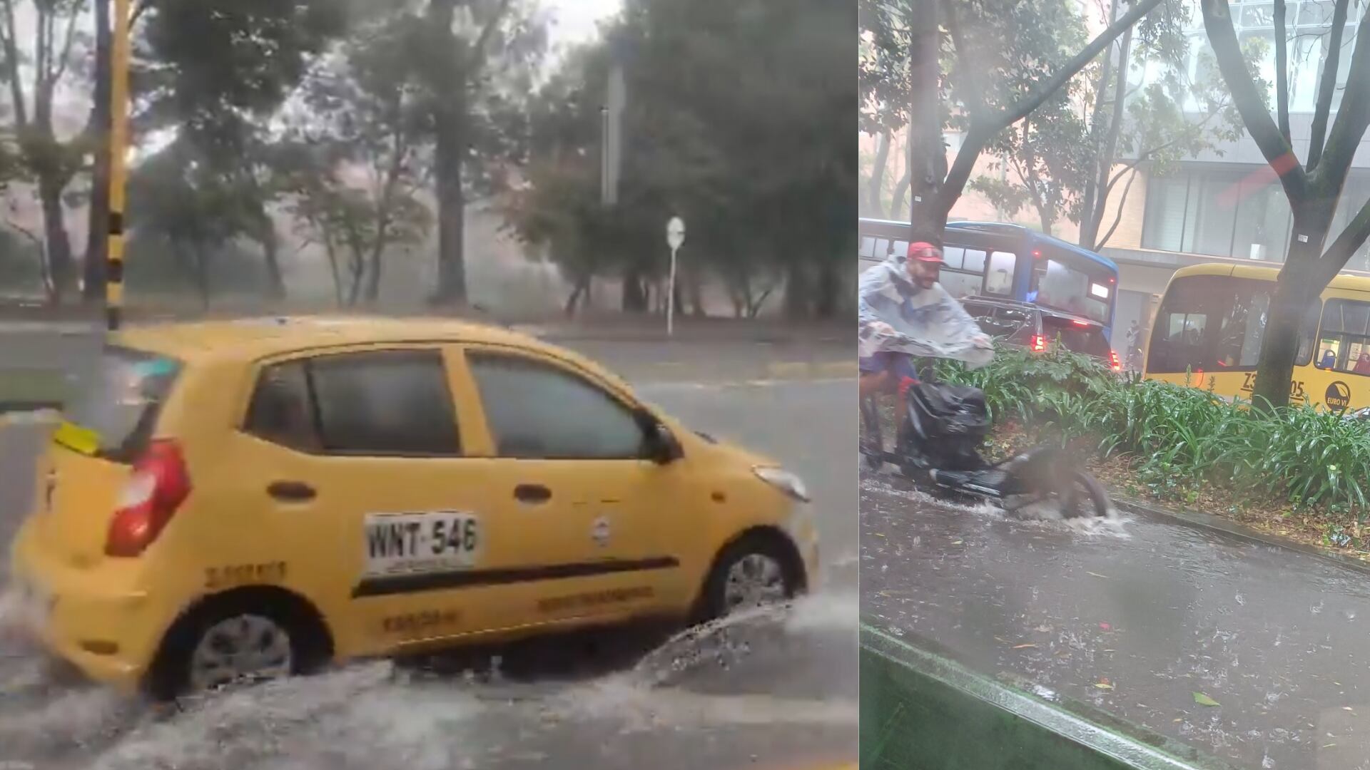 Inundaciones en la Carrera Séptima generan caos vehicular en Bogotá