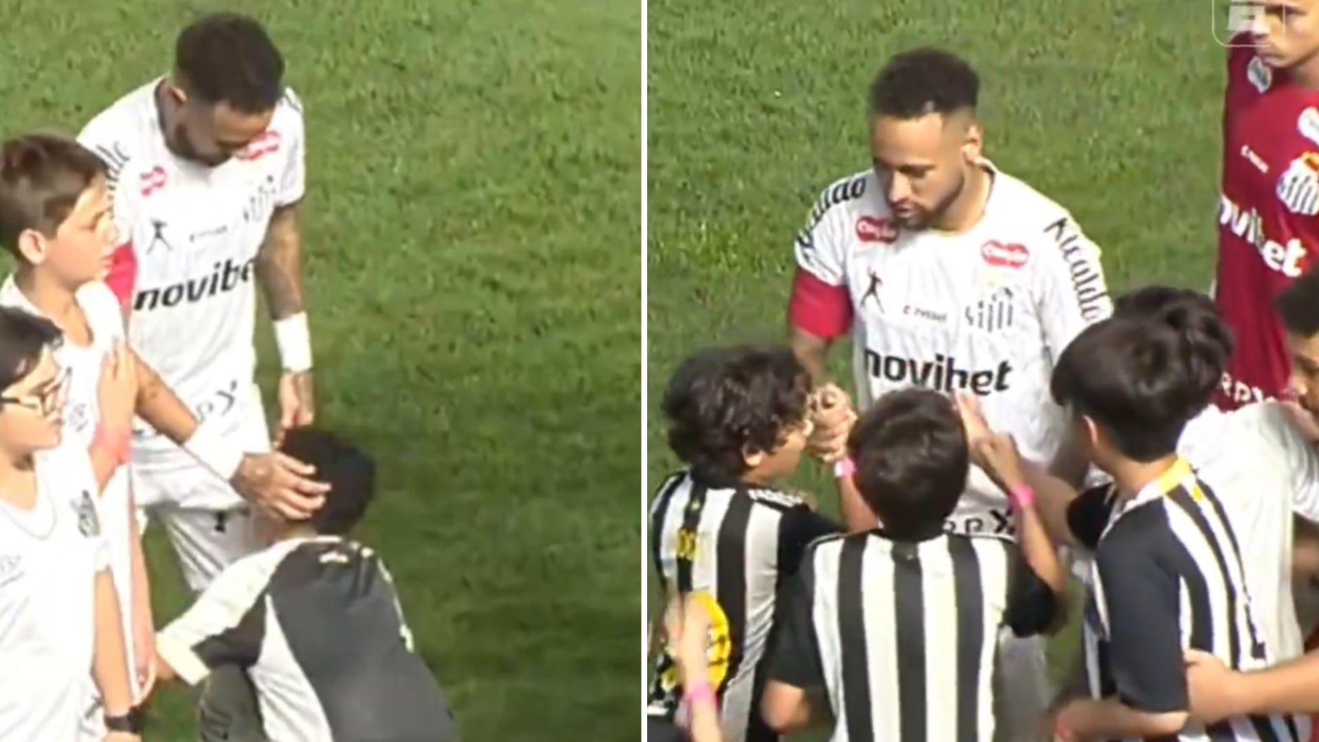 Niño besó las piernas de Neymar en pleno partido de Santos y conmovió a todos