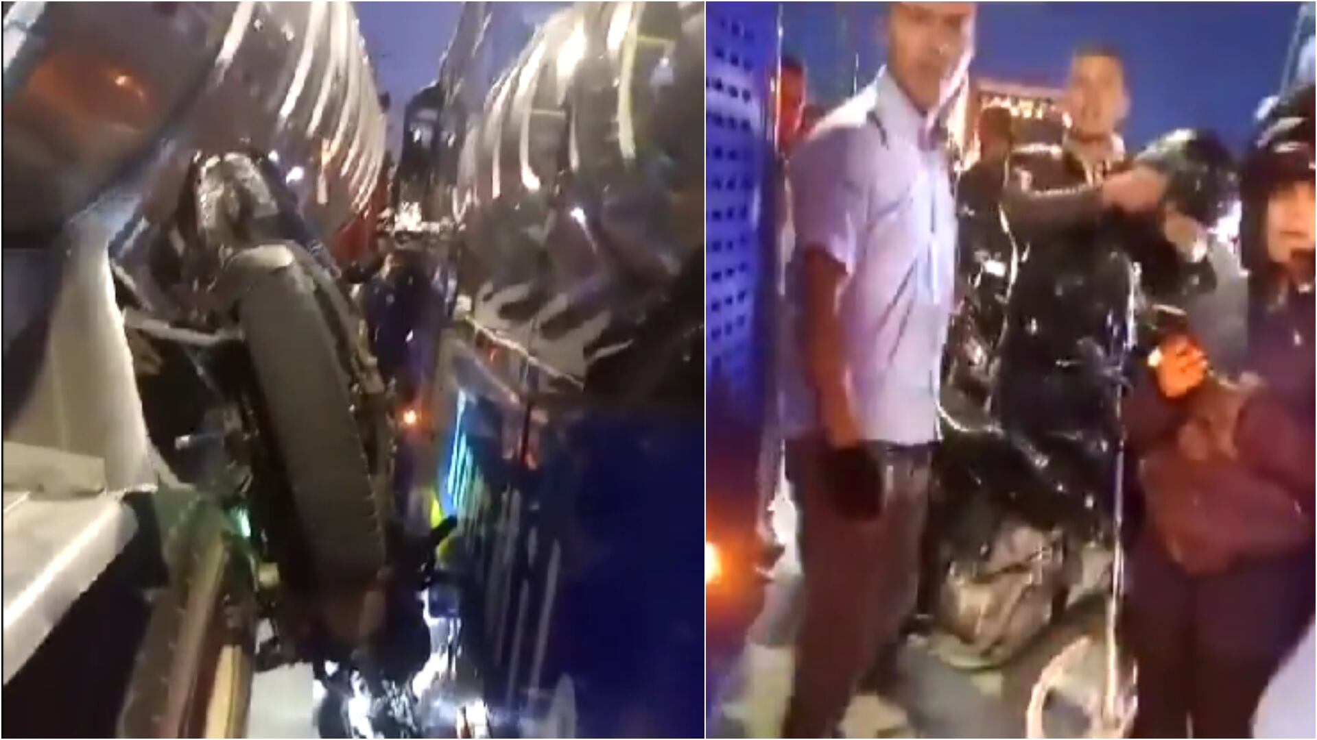 Motocicleta quedó atrapada entre un SITP y un tractomula (Redes sociales: Sec. Movilidad)