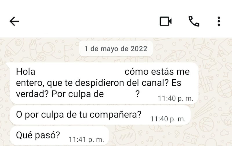 Foto chat denuncia acoso laboral en Séptimo Día.