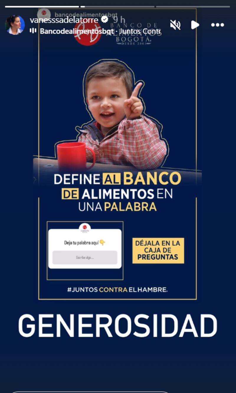 Vanessa de la Torre aprovechó lo masivo de sus redes sociales para impulsar noble causa en Bogotá
