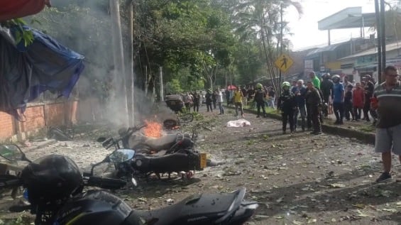 Foto de ataque con explosivos en el Valle del Cauca.