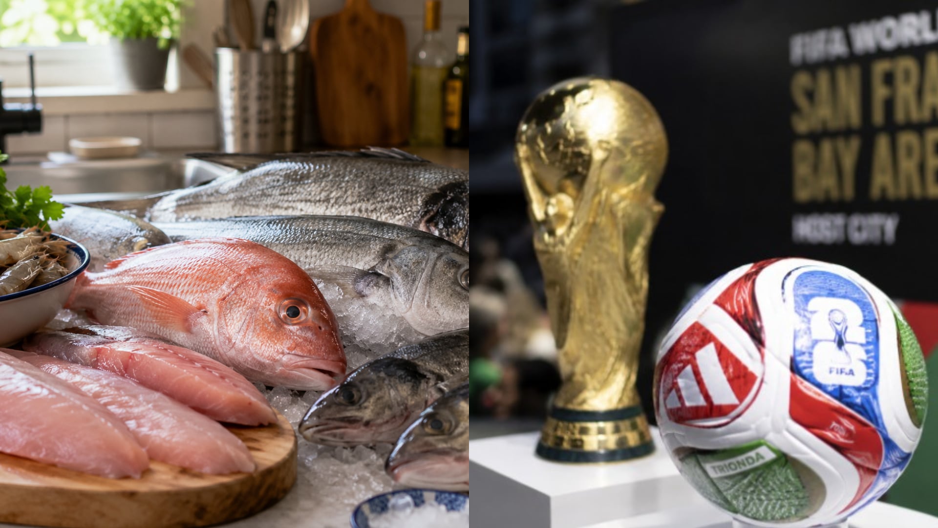 Pescado y Mundial - Foto: Generada con IA e imagen de redes sociales el 10 de junio del 2026
