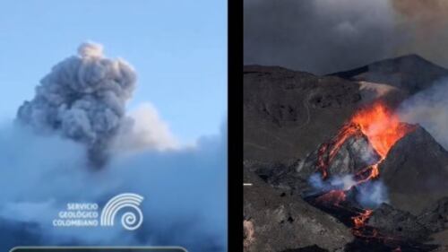 Foto del volcán Puracé en actividad.