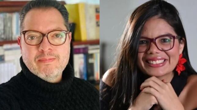 Juan David Correa y la periodista Laura Ardila autora del libro.