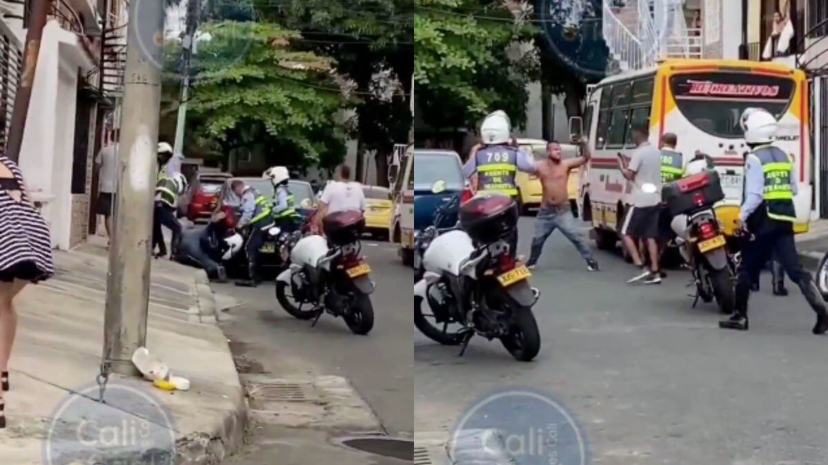 En una riña se vieron involucrados cinco agentes de tránsito y un conductor de un bus en Cali