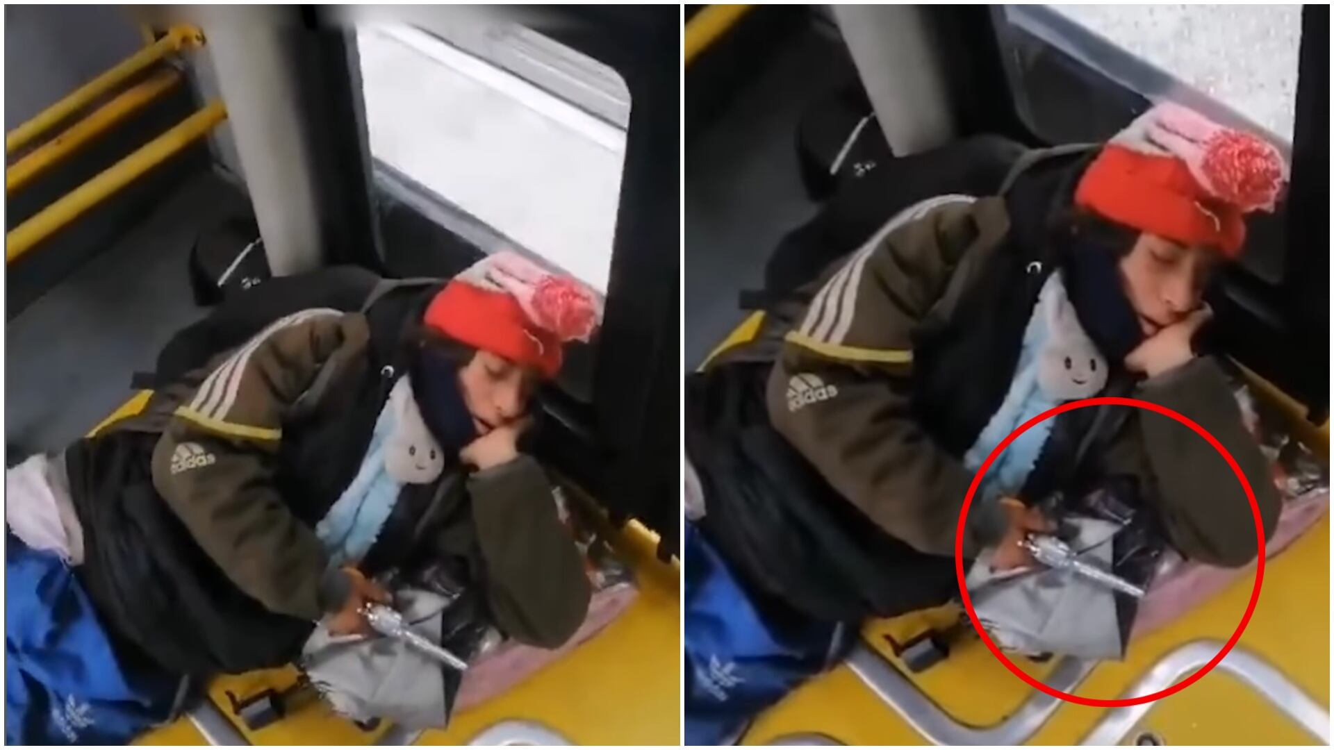 Sujeto que portaba arma de fuego a plena luz del día se quedó dormido en TransMilenio (Redes sociales)