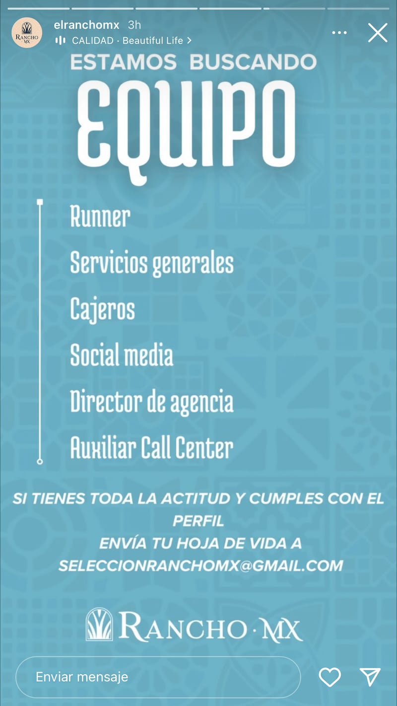 Rancho MX abre convocatoria de empleo