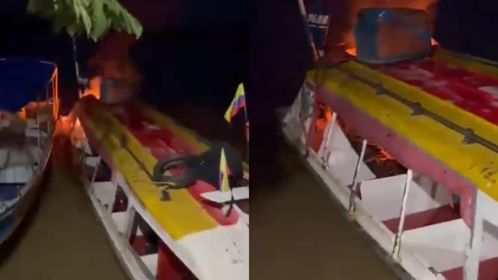 Incendio en lancha en Bolívar.