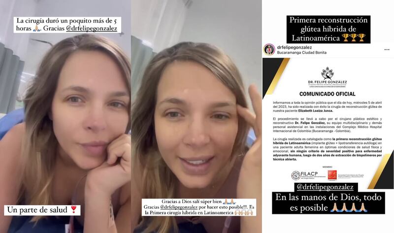 Elizabeth Loaiza se sometió a una nueva cirugía en sus glúteos