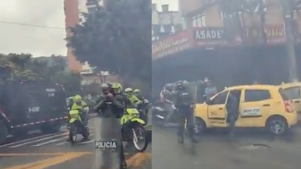 Represión del ESMAD a taxistas en Ibagué