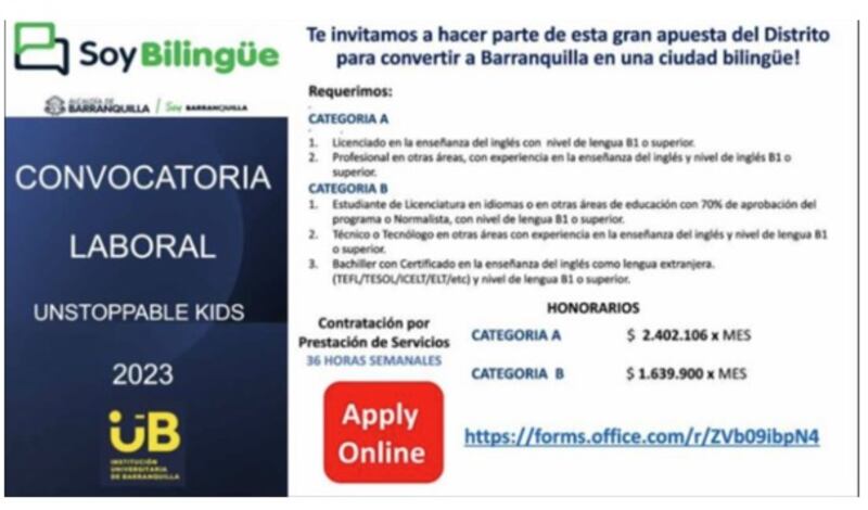 Convocatoria Programa ‘Soy bilingüe’.
