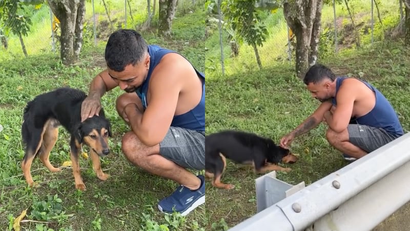 Jhon Alex Castaño con su nueva mascota
