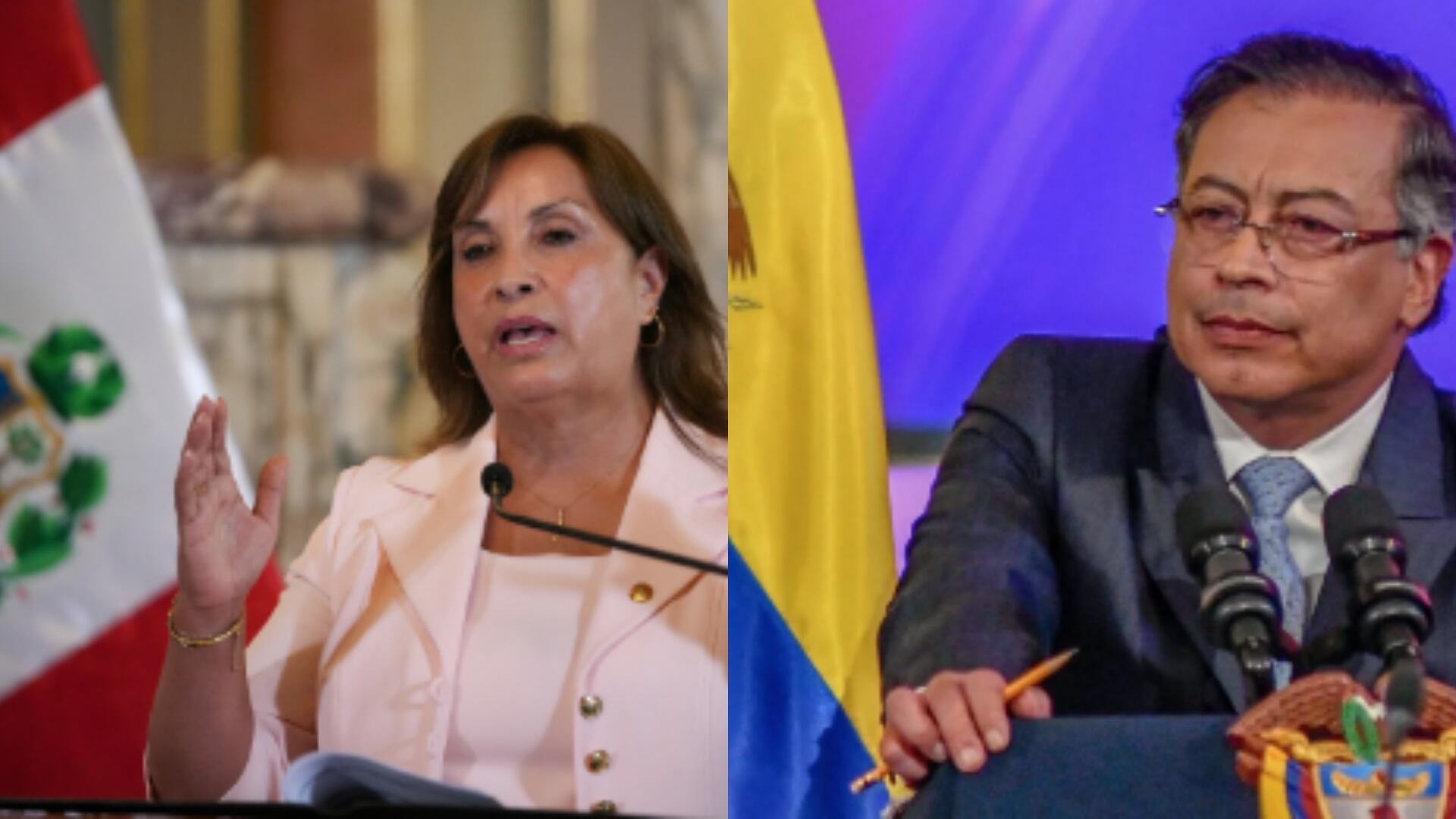 Presidenta de Perú, Dina Ercilia Boluarte y el presidente de Colombia, Gustavo Petro.