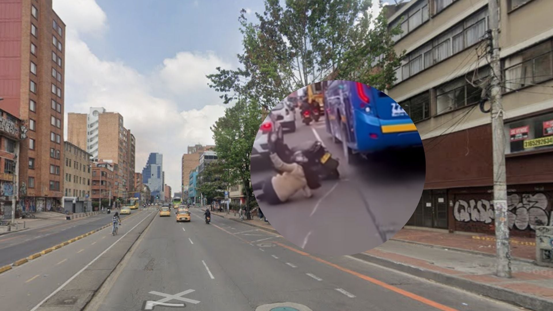 Accidente de tránsito en la carrera séptima de Bogotá