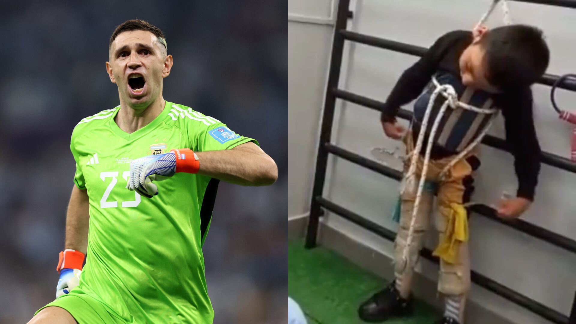 'Dibu' Martínez le mandó mensaje a niño con discapacidad motora