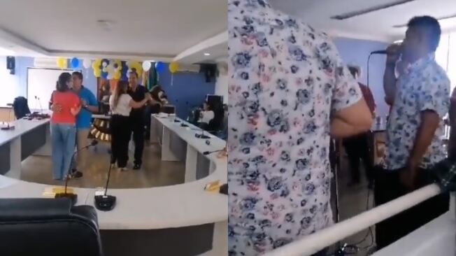 Concejales de Floridablanca de fiesta en el recinto del Concejo.