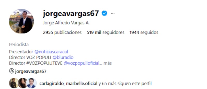 Perfil de Instagram de Jorge Alfredo Vargas hace pensar a muchos que aún está en Caracol