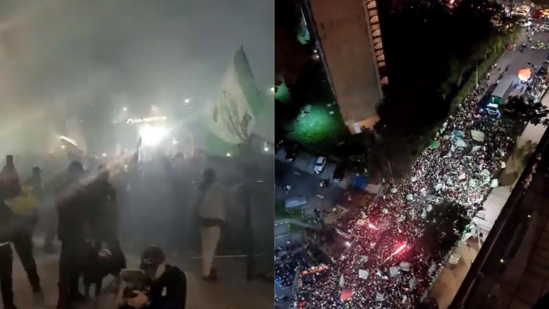 Hinchas de Atlético Nacional se apoderaron de una calle en Bogotá antes de la final contra Millonarios y