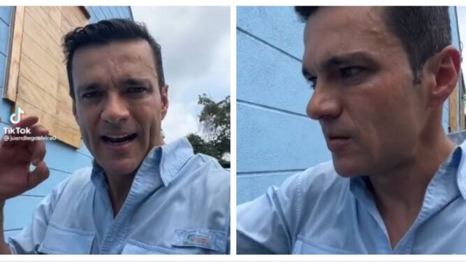 El presentador Juan Diego Alviera informa en su cuenta de Tiktok desde Providencia.