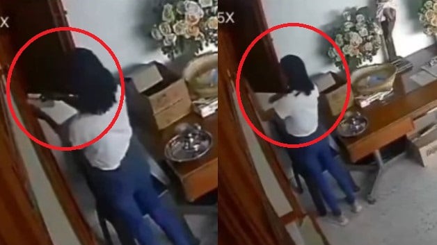 Foto mujer robó celular de párroco dentro de iglesia en Sincelejo.