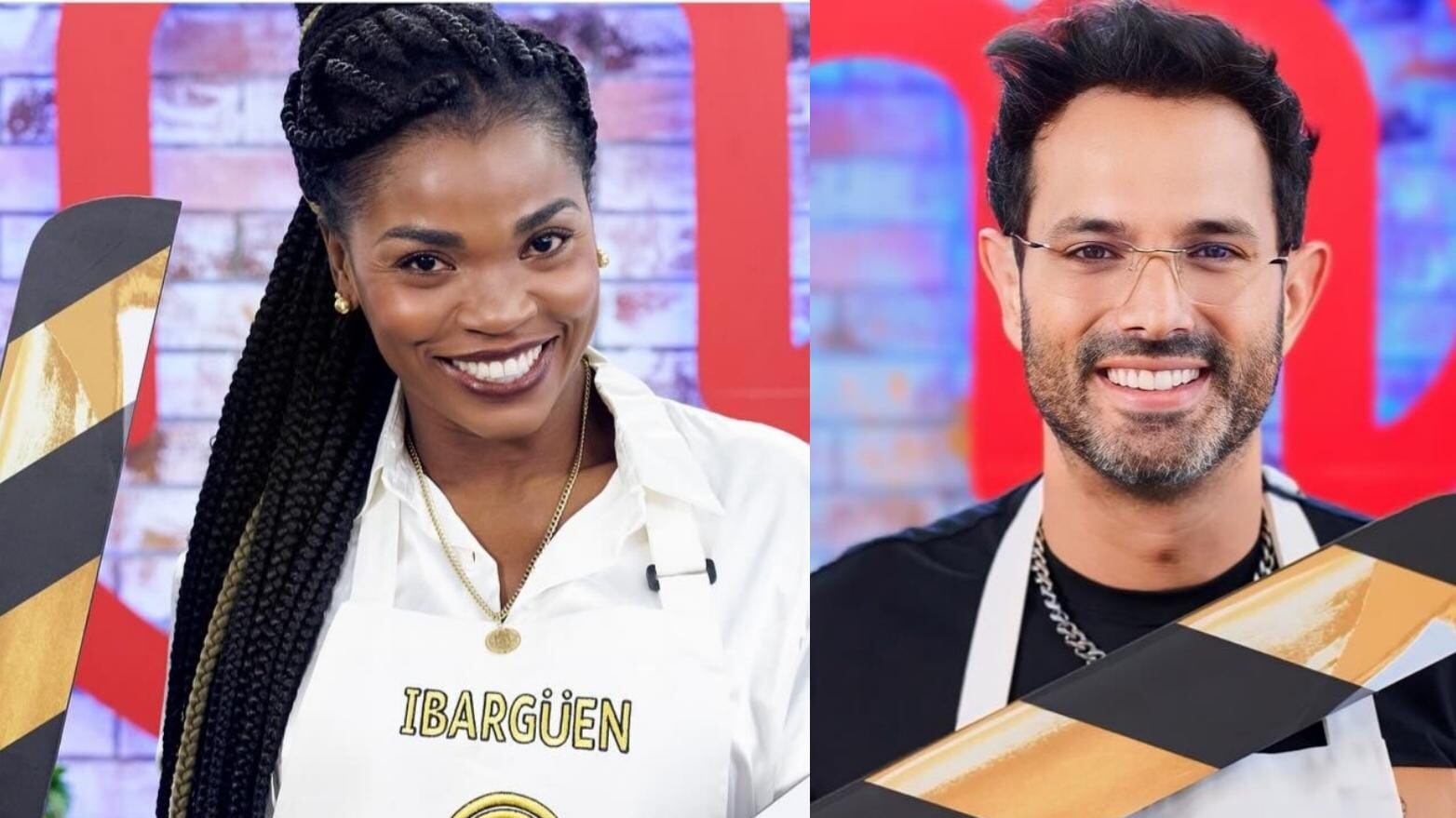 Caterine Ibargüen le puso delantal negro a Alejandro Estrada y los televidentes se enternecieron con su actitud