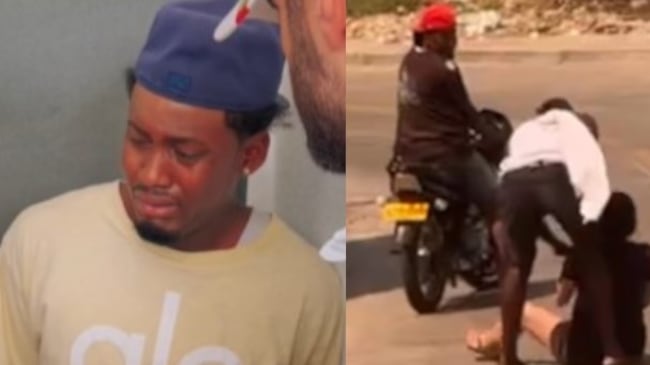 Foto de ladrón llorando arrepentido después de haber cometido violento robo a turista extranjera: quedaron en libertad.