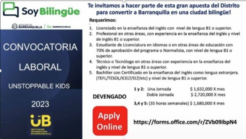 Convocatoria Programa ‘Soy bilingüe’.
