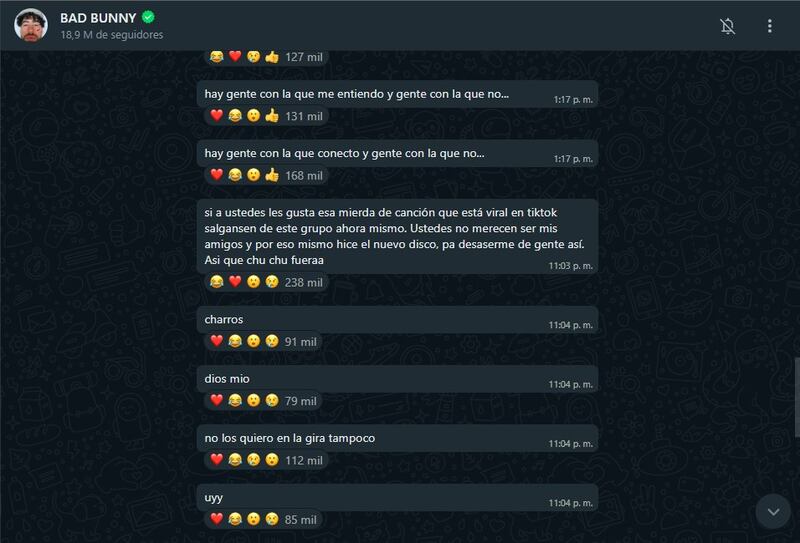 Bad Bunny dijo a los fanáticos que les gusta una canción popular en TikTok que no los quiere ni en su gira.