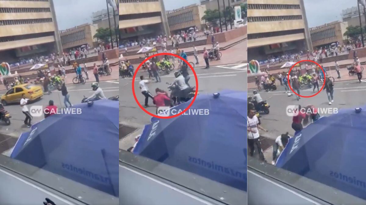 Una familia se agarró a golpes afuera de la sede de la Fiscalía General de la Nación en Cali.