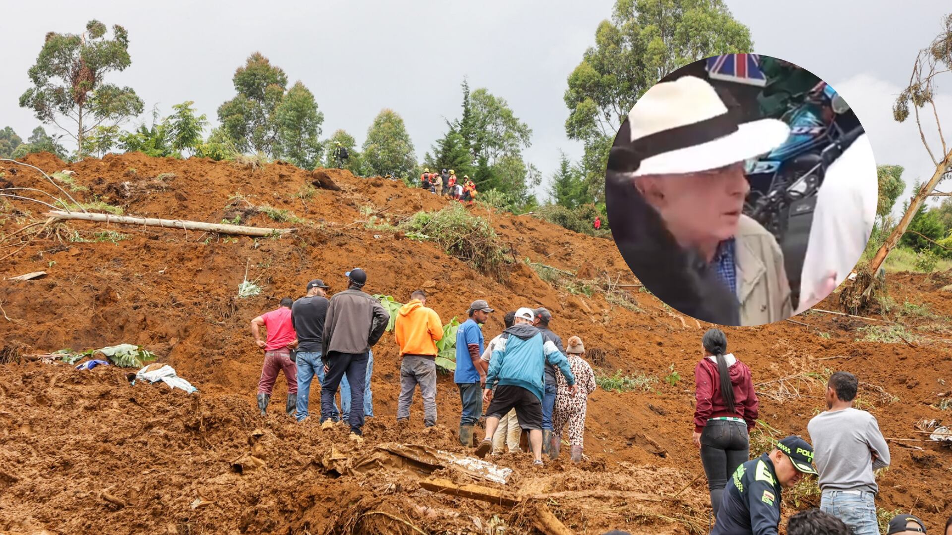 Uribe en la zona del deslizamiento entre Bello y Medellín.
