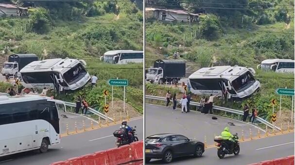 Accidente entre un bus y una moto en la vía Bogotá a Girardot