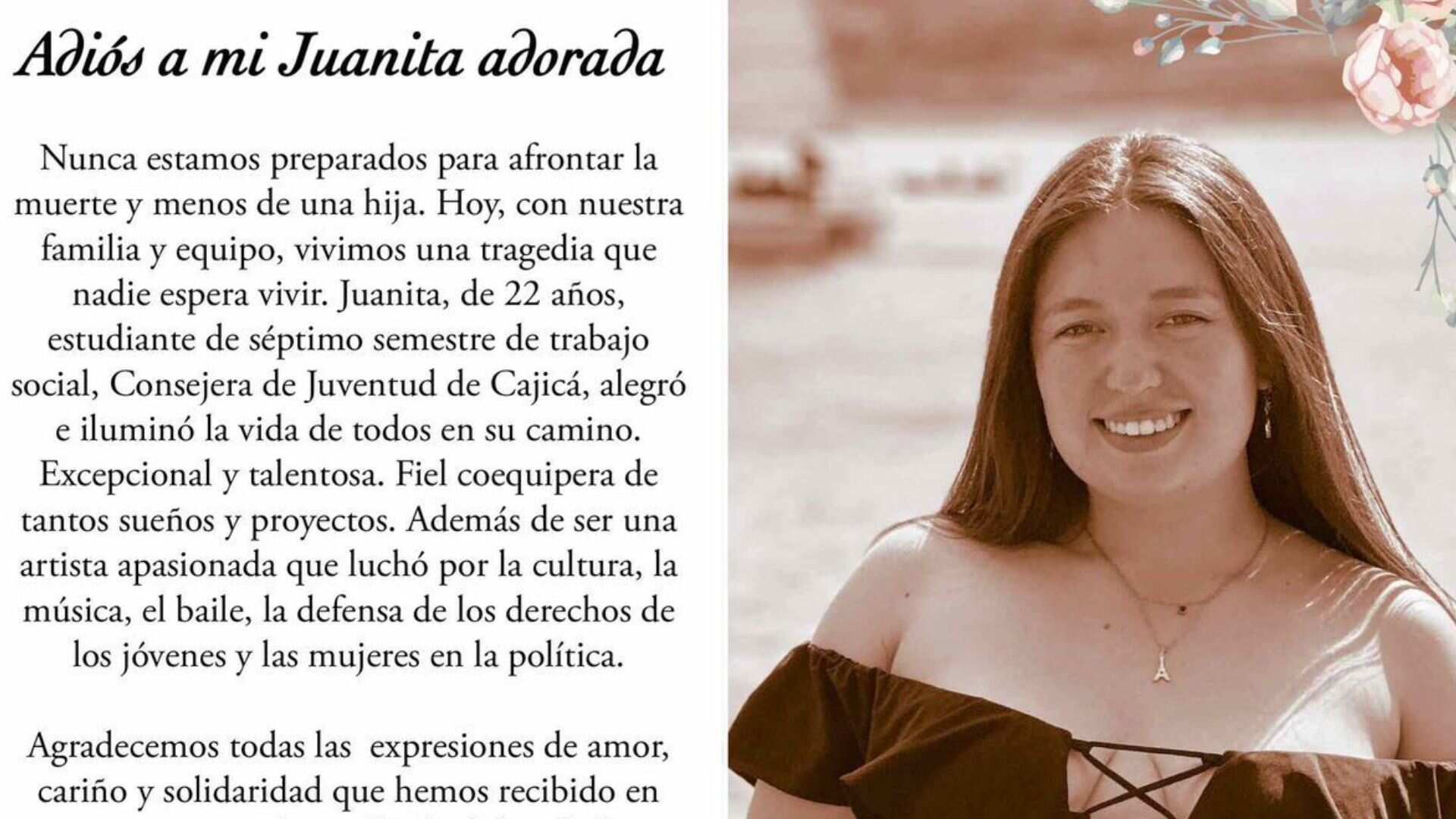 Familia de Juanita Cárdenas publicó triste mensaje por su partida