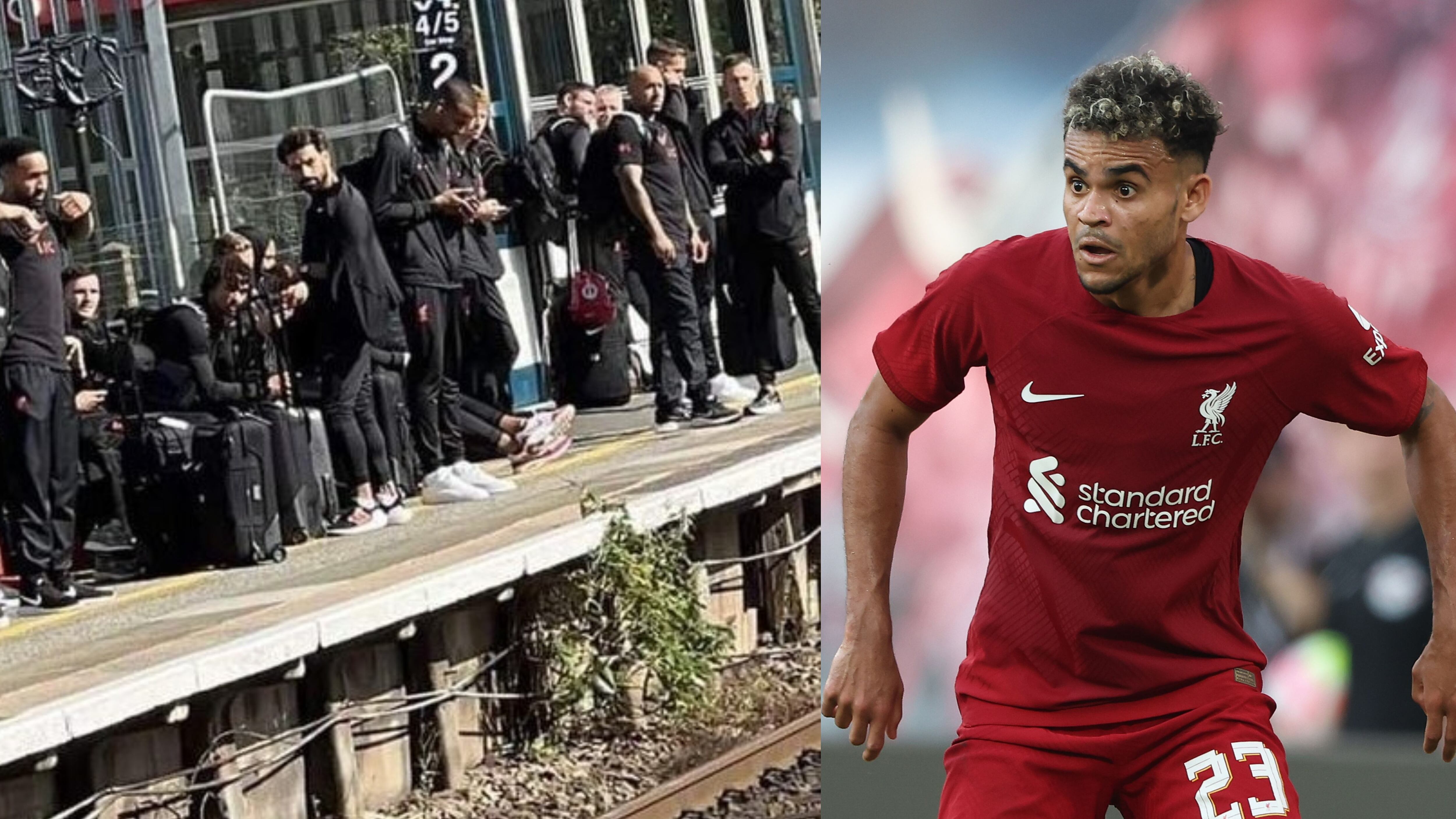 Luis Díaz y su equipo esperando el tren