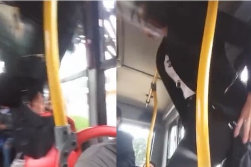 Mujer malabarista en TransMilenio sorprendió con patada voladora a otro usuario en medio de una discusión