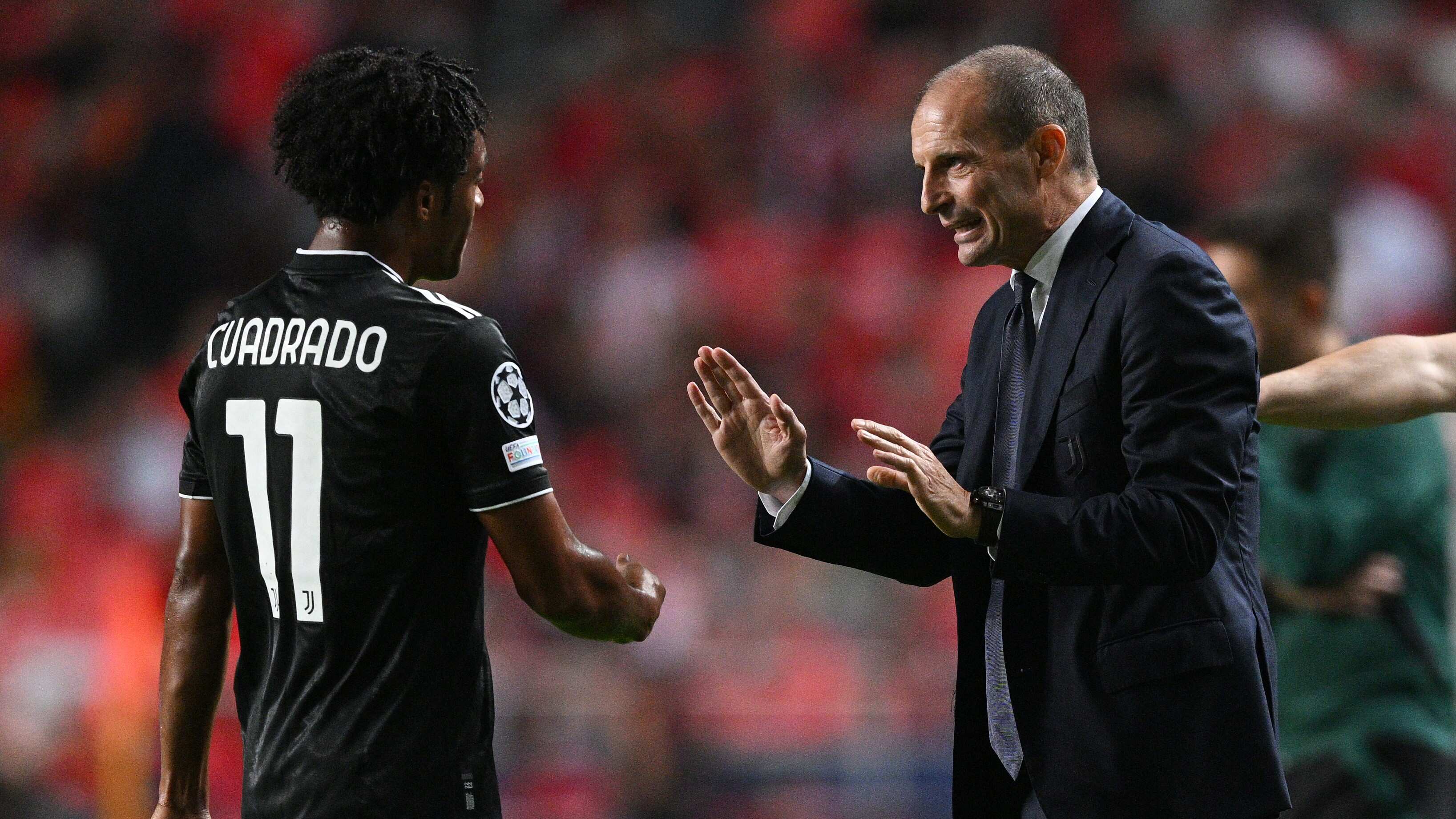 Massimiliano Allegri y Juan Guillermo Cuadrado