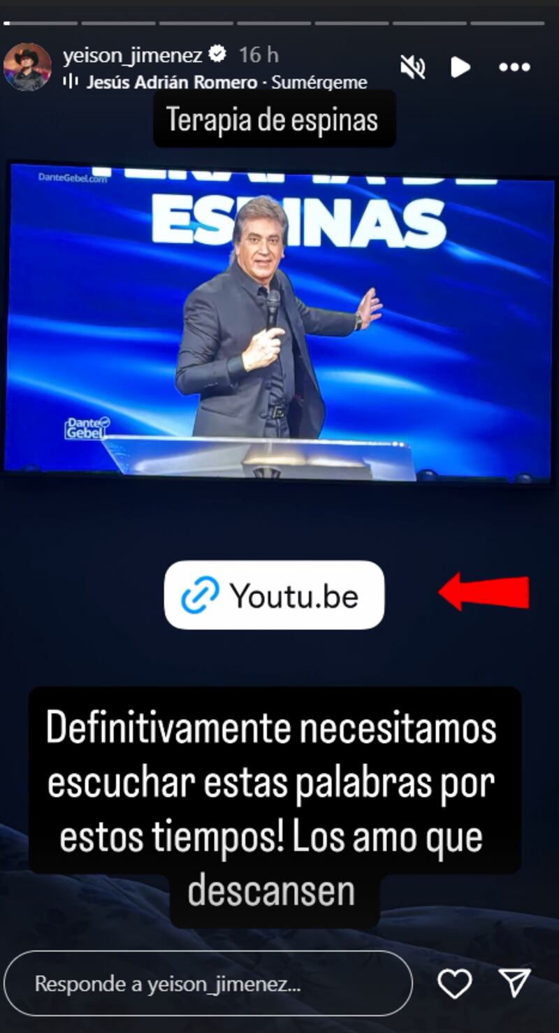 Yeison Jiménez mostró al pastor cristiano al que sigue con fervor