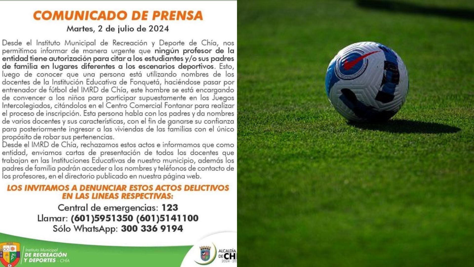 Alcaldía de Chía denunció a falso entrenador