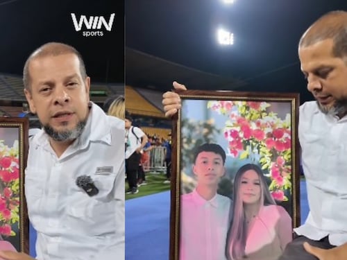 Homenaje en medio del dolor: Padre llevó la foto de su hijo fallecido en el accidente de bus del Liceo Antioqueño al clásico paisa por la final de la Copa Colombia