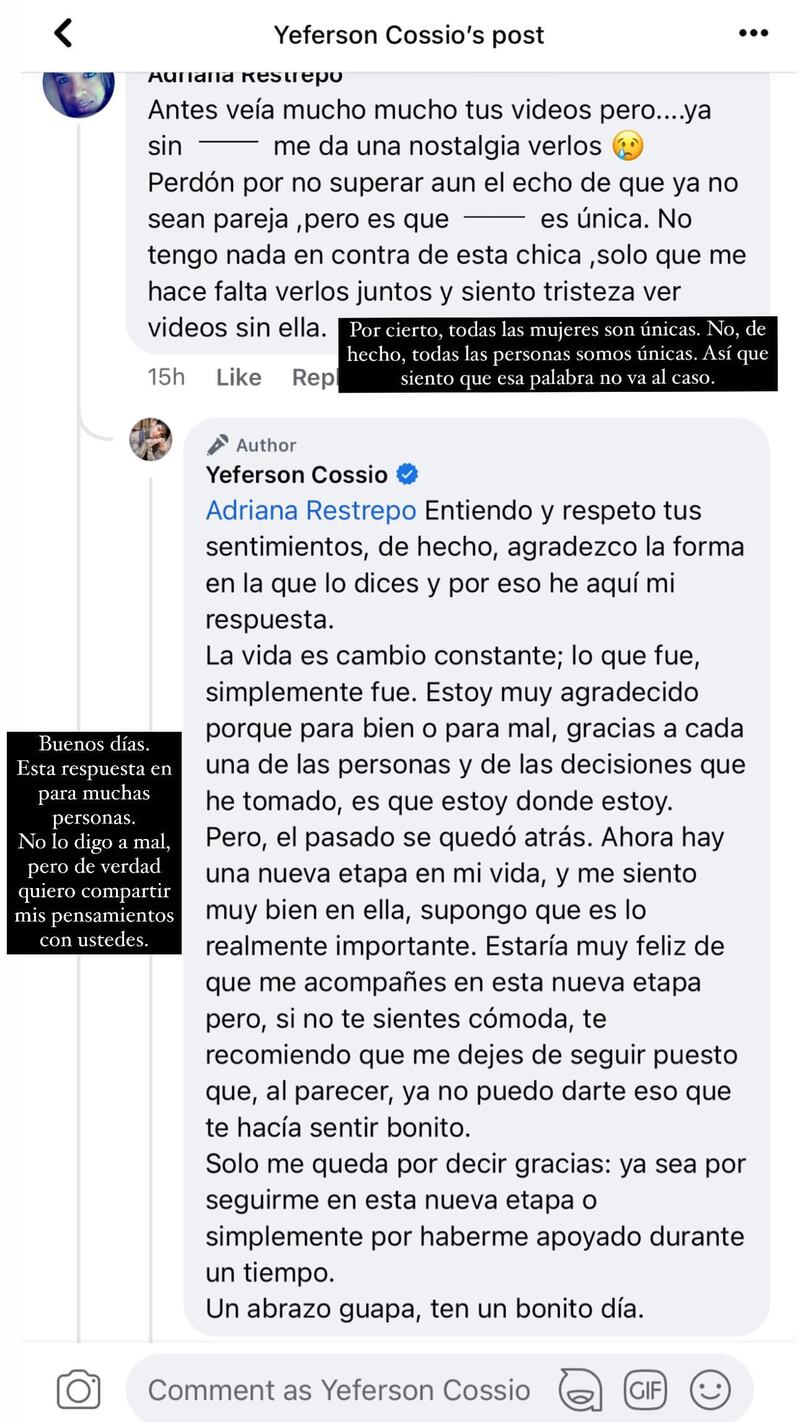 Yeferson Cossio terminó de 'enterrar' a su ex con un contundente mensaje sobre su nueva relación