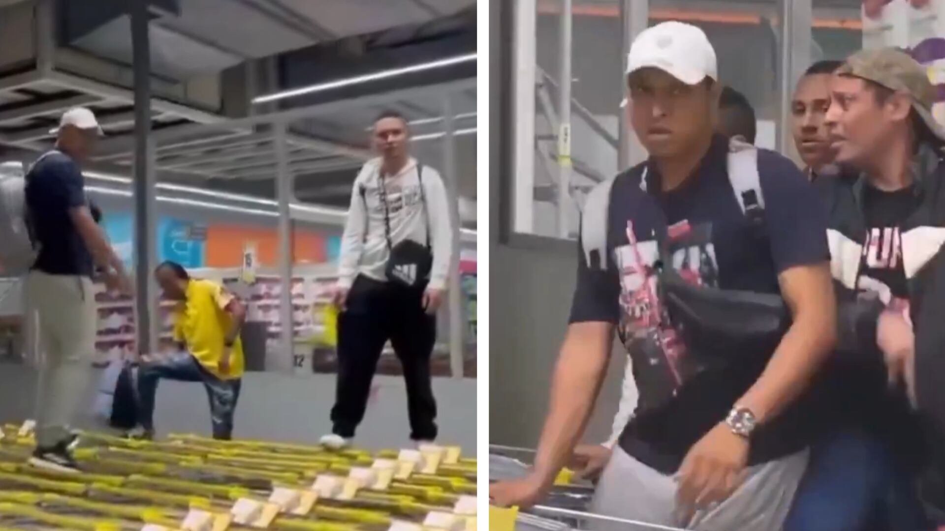 Hinchas del Medellín acorralaron a los del Junior con carritos en un supermercado de Perú
