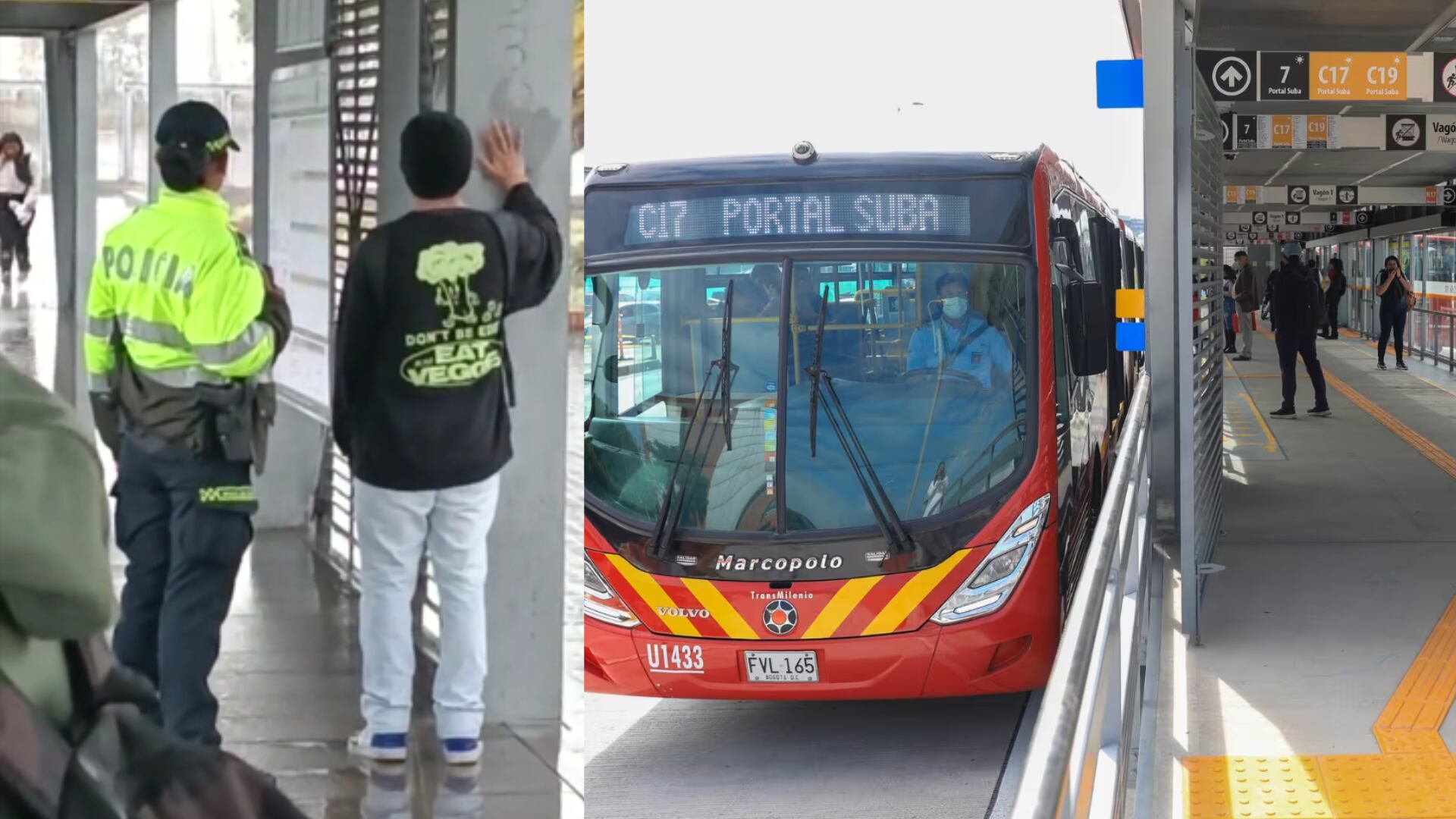 Policía puso a limpiar estación de TransMilenio a grafitero a mano limpia en pleno aguacero