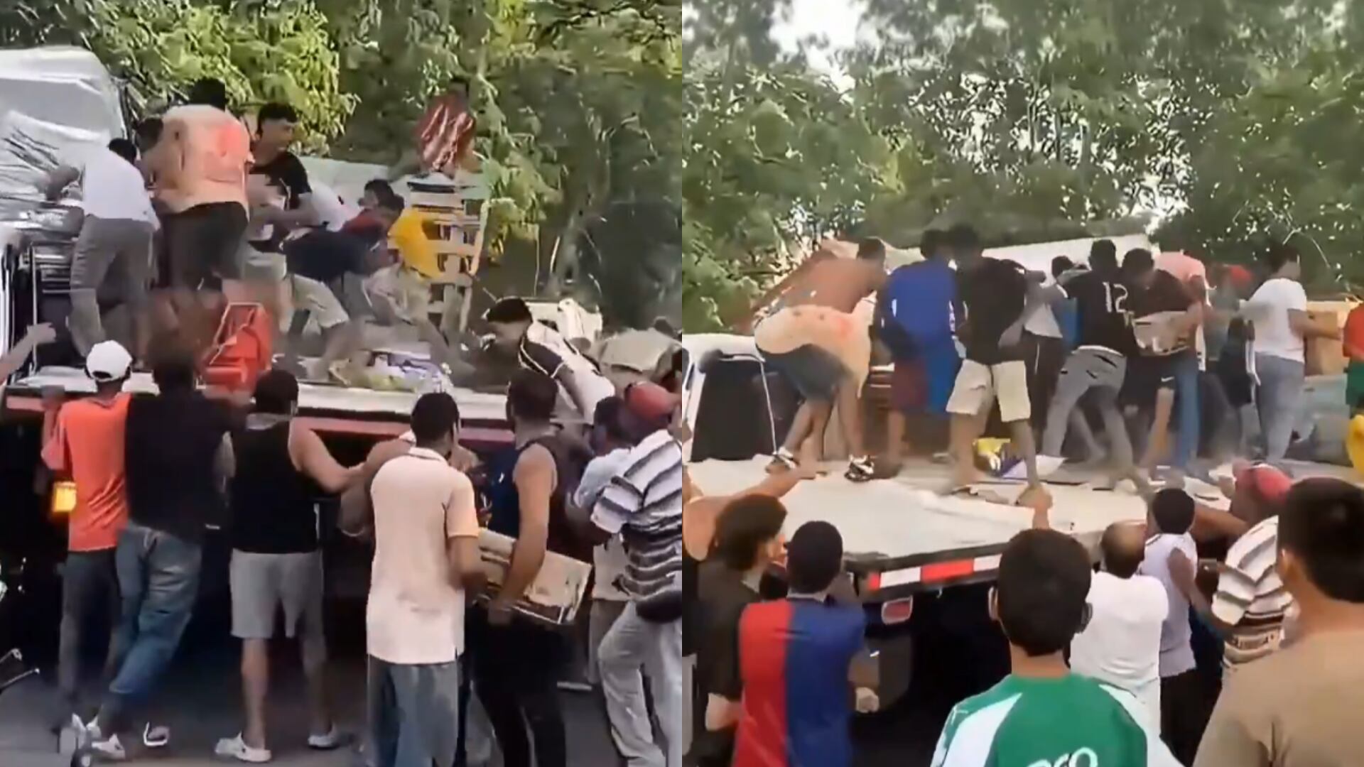 Nuevamente saquearon un camión tras un accidente de tránsito: esta vez se llevaron una carga de electrodomésticos en Bolívar