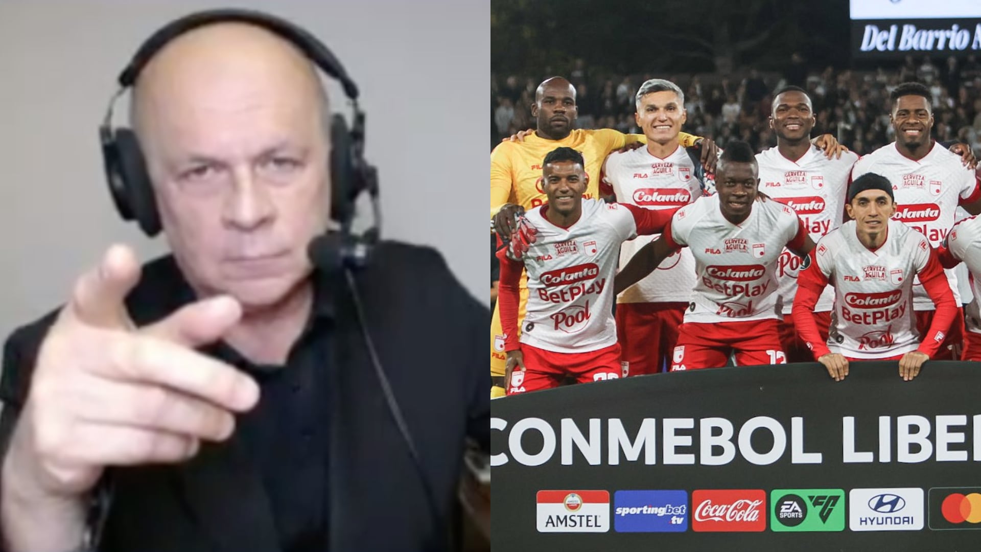 Carlos Antonio Vélez e Independiente Santa Fe - Fotos: Redes sociales de Win y del club bogotano el 29 de abril del 2026