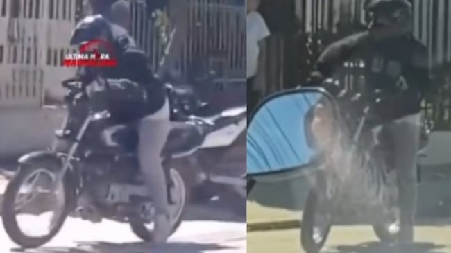 Foto del momento en que una falla mecánica deja a delincuente a merced de la policía y la comunidad en plena Av. del Río.