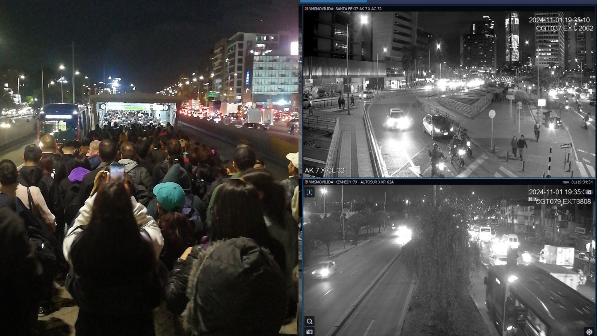 Estaciones llenas de gente en Bogotá