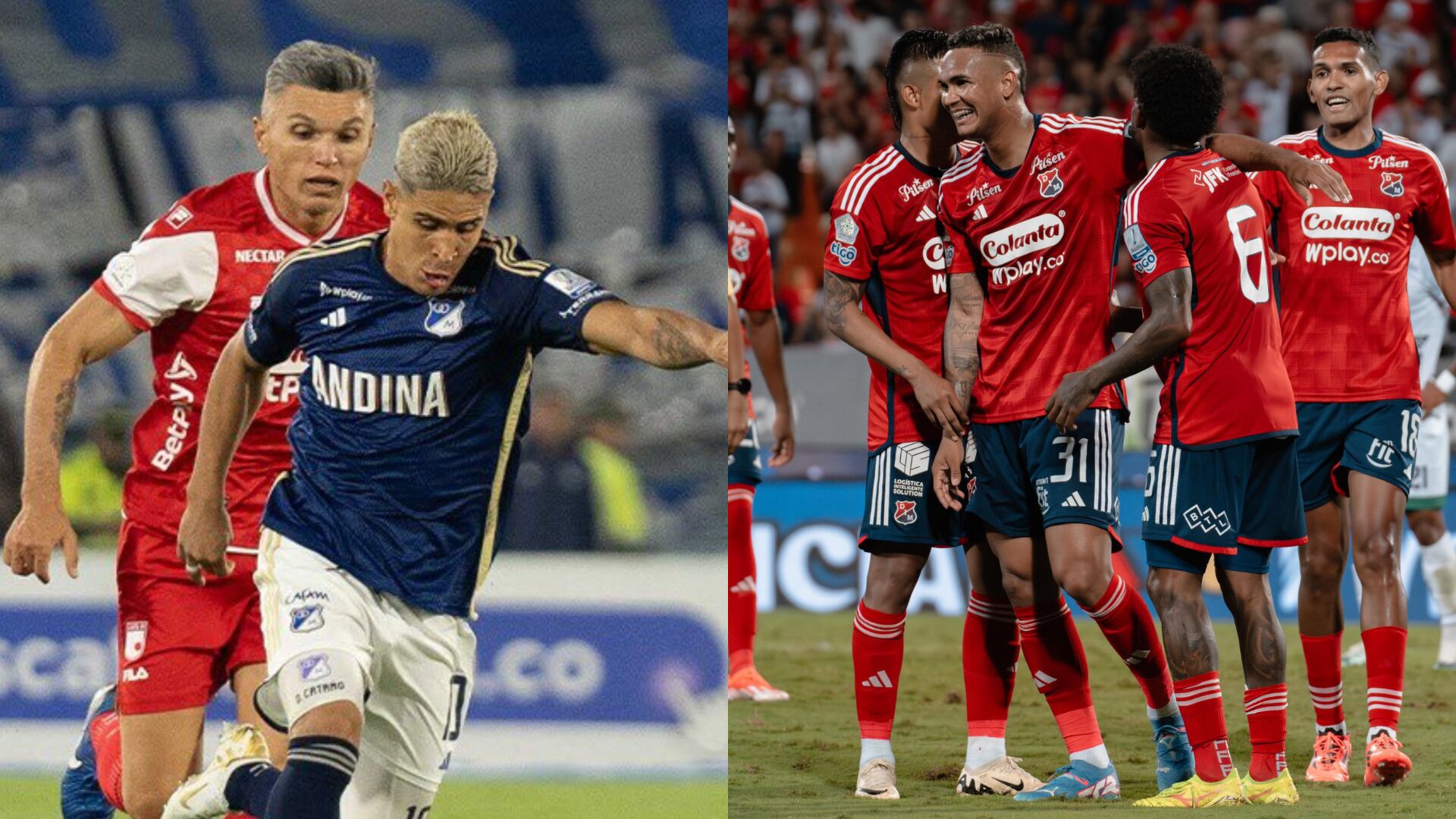 Millonarios, Santa Fe y Deportivo Independiente Medellín - Fotos: Redes sociales de los equipos
