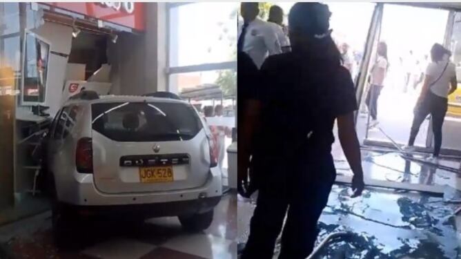 Accidente de camioneta en Centro Comercial Panorama en Barranquilla.
